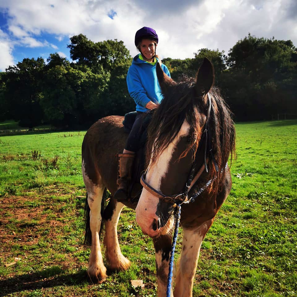 Rehabilitation complete with Shadow happy with tacking up and accepting a rider.